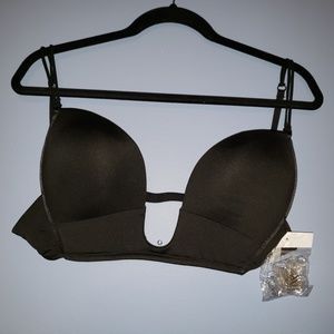 Deep cut black bra